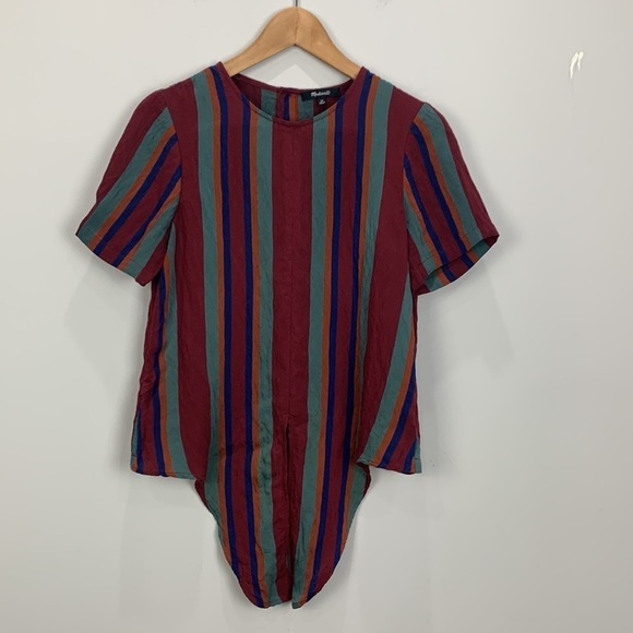 Madewell Button-Back Tie Tee in Rosalinda Stripe - Picture 5 of 16